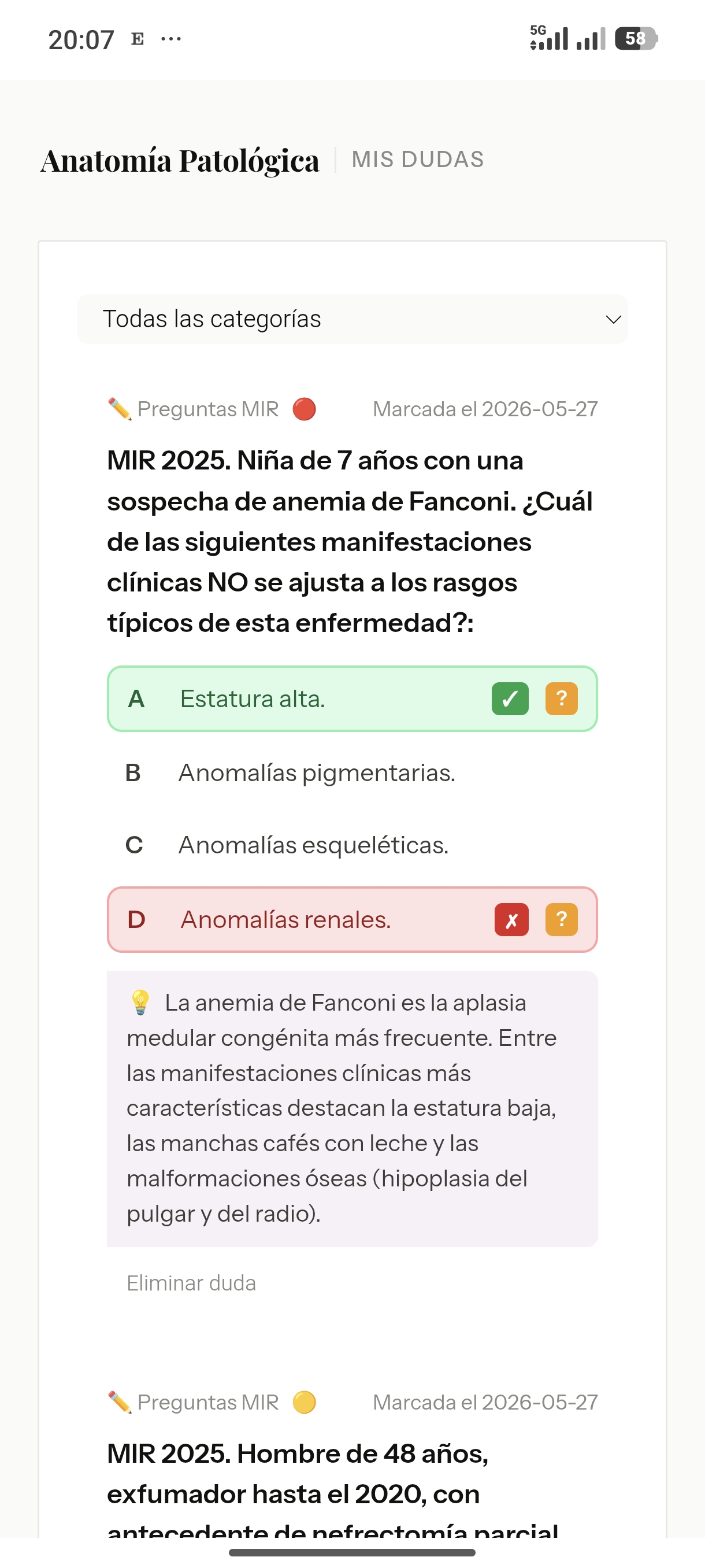 Mis dudas: preguntas marcadas con ? guardadas para revisión